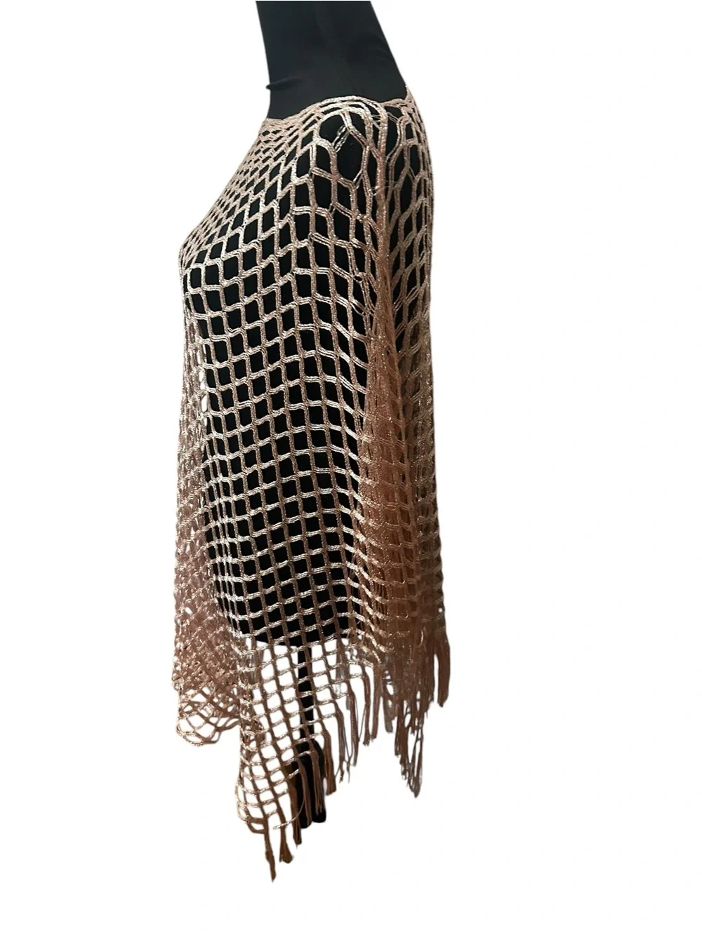 Pink Crochet Fringe Poncho - Women Accessories